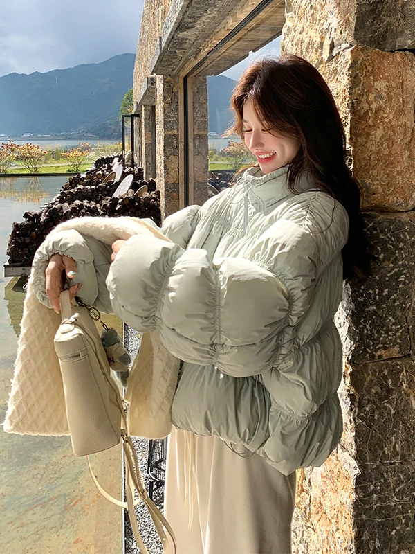 Veste d'hiver pour femme Light een ort, en duvet, ample, style lanterne, style coréen, chaude, pour les trajets quotidiens, tendance