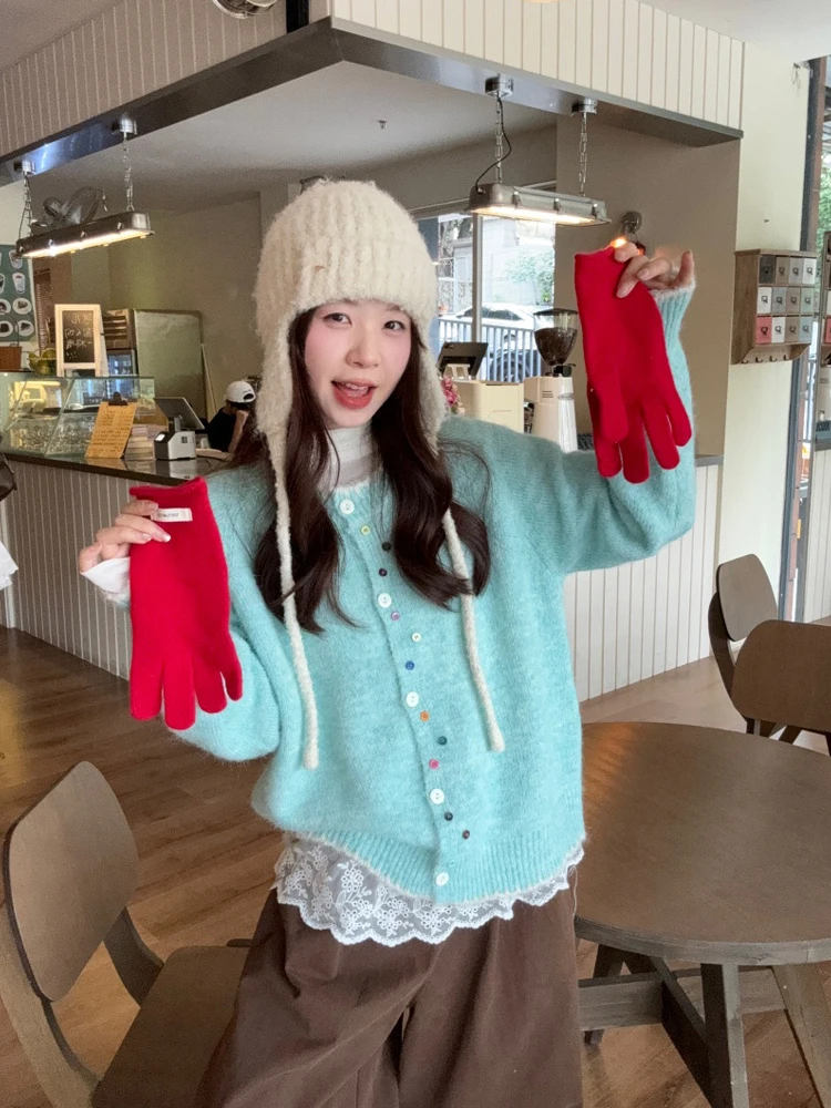 

Li Soft Long Sve Knitted Sweater Coat Loose Open Cardigan Top Women's Autumn Winter Anti-Aging Warmth-Bearing