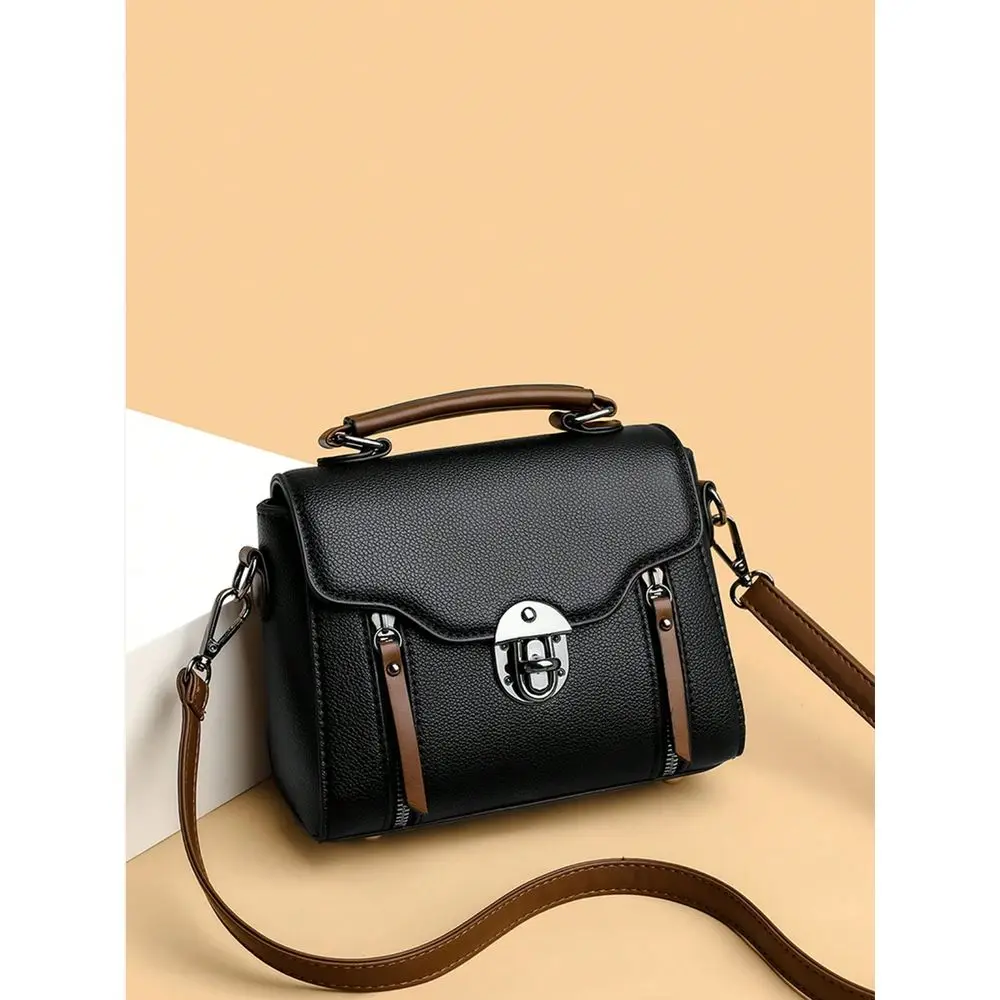 

Simple Flip Metal Twist Lock Decor Handbag, Convertible Womens Crossbody Shoulder Bag Retro Buckle Handbag For Women, Color Con