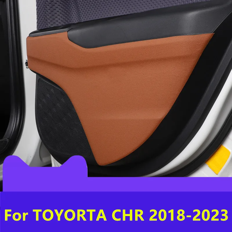 

Противоударный коврик для TOYOTA CHR 2018-2023, кожаный защитный коврик для двери, защитный узор из углеродного волокна, декоративная модификация