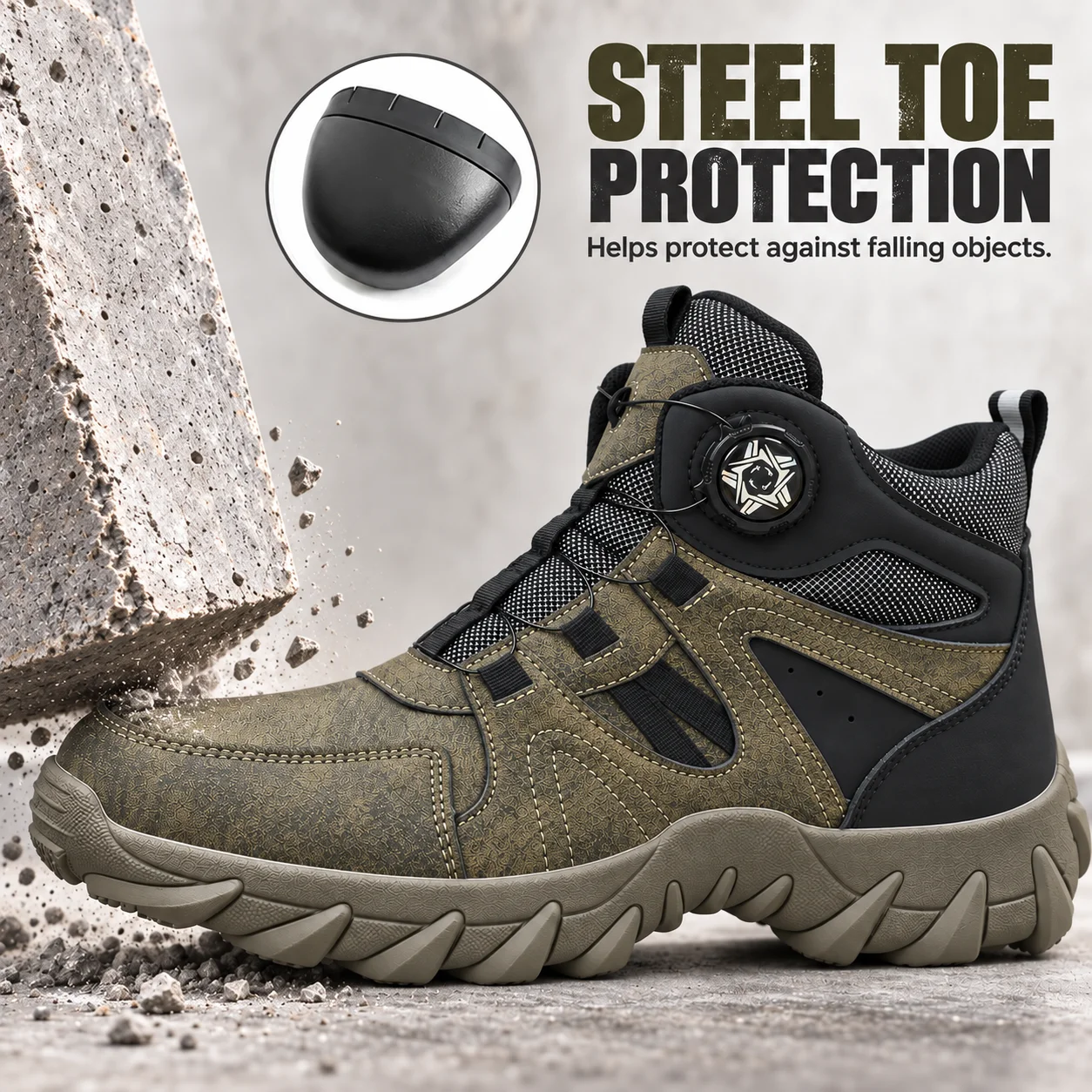 Indestructible Steel Toe Shoes Work Shoes for Men Women Rotating Button Safety Shoes Lightweight Construction Work Safety Shoes