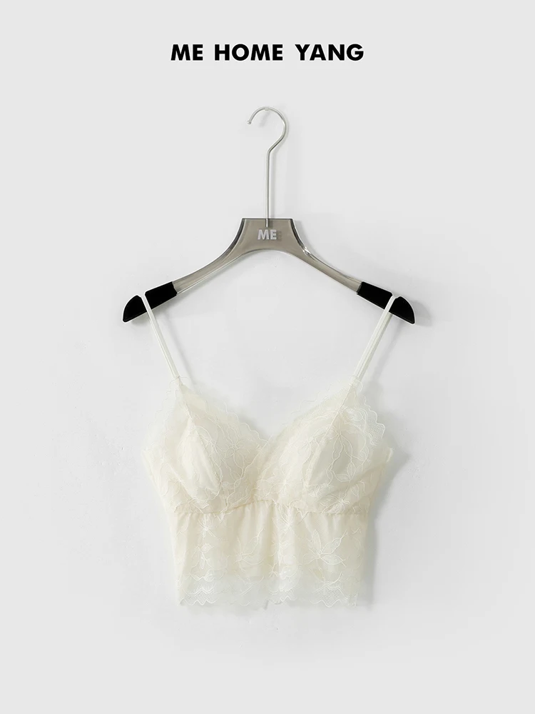 

Lacy Embroidered Blossom Water Light Casual Csole with Ba Support No Chest Pad Loose Fit Nylon Fabric Summer Thin Regula...