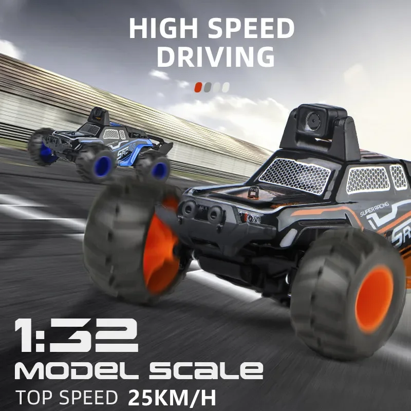 Mini 1:32 High-Speed RC Car 25KM/H WiFi Real-Time Video LED Light Dual-Speed Switching APP Control Off-Road Remote Control Car