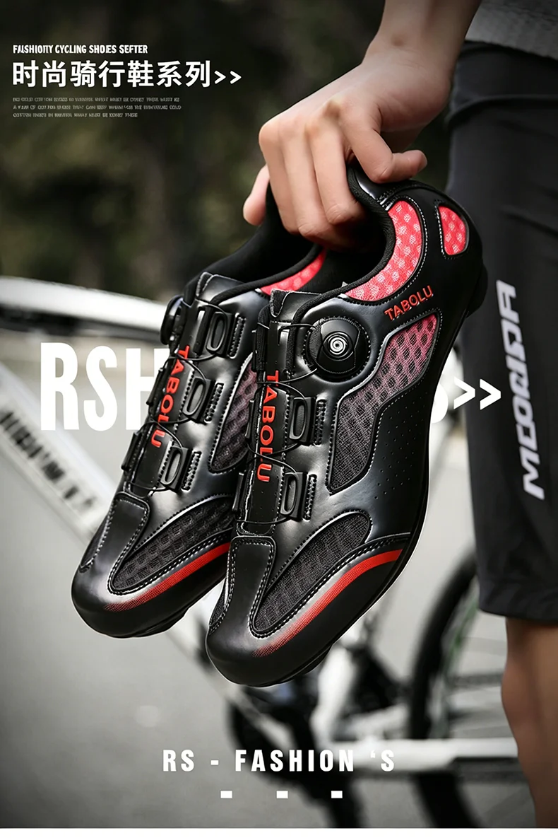 Unisex-Fahrradschuhe für Rennräder, atmungsaktiv, rutschfest, verschleißfest, Pedalschuhe für den Außenbereich, Wettkampf-Fahrradschuhe – Detail 2