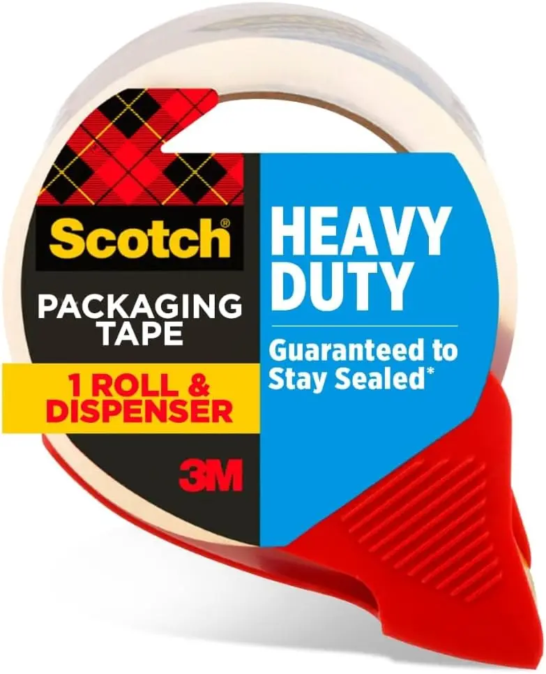 Heavy Duty Clear Shipping Packing Tape with Dispenser, 1.88 in x 38.2 yd Roll for Secure Box Sealing