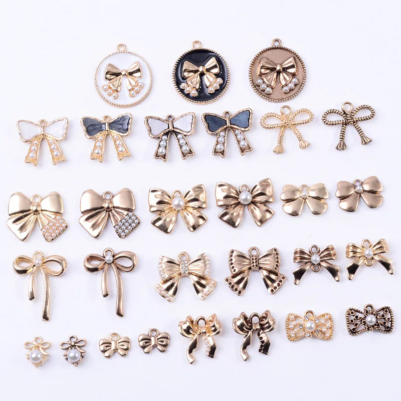 Новые-ювелирные-аксессуары-из-сплава-«сделай-сам»-корейская-версия-простой-темпераментный-бант-жемчужный-кулон-аксессуары-для-сумки-для-одежды