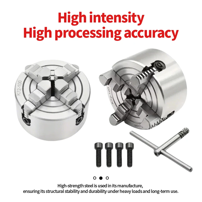 K72-80/100/125/160/200 4 Jaw Independent  Lathe Manual Scroll Chuck for Mini Mechanical Lathe with Harden Steel for Wood Process