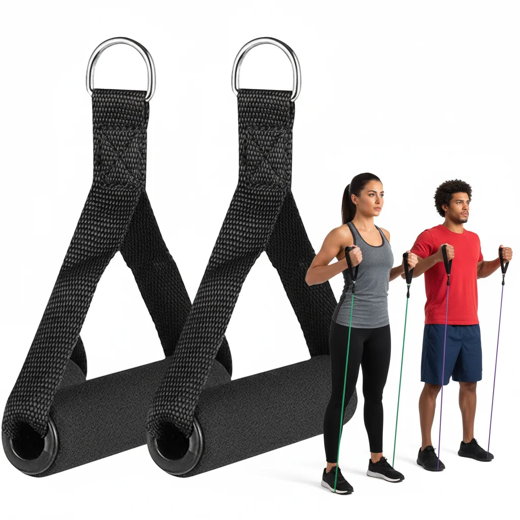 Heavy Duty Resistance Band Handles D-Ring Grips Fitness Strap for Gym Cable Machine Pull Rope Strength Training Workout