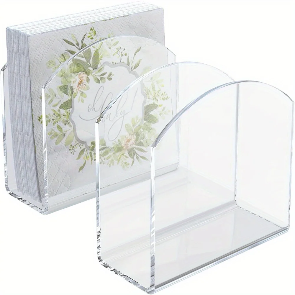 2pcs/pack New Style Napkin Holder, Clear Acrylic Napkin Holder for Table, Tissue Paper Cocktail Napkin Holder for Kitchen, Dinne