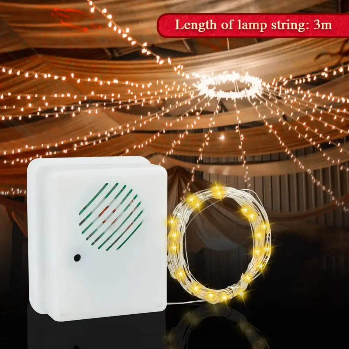 DIY Christmas Sound Sensor with LED String Decorative Lights Christmas Music Speaker for Party Xmas Tree Deco Warm White