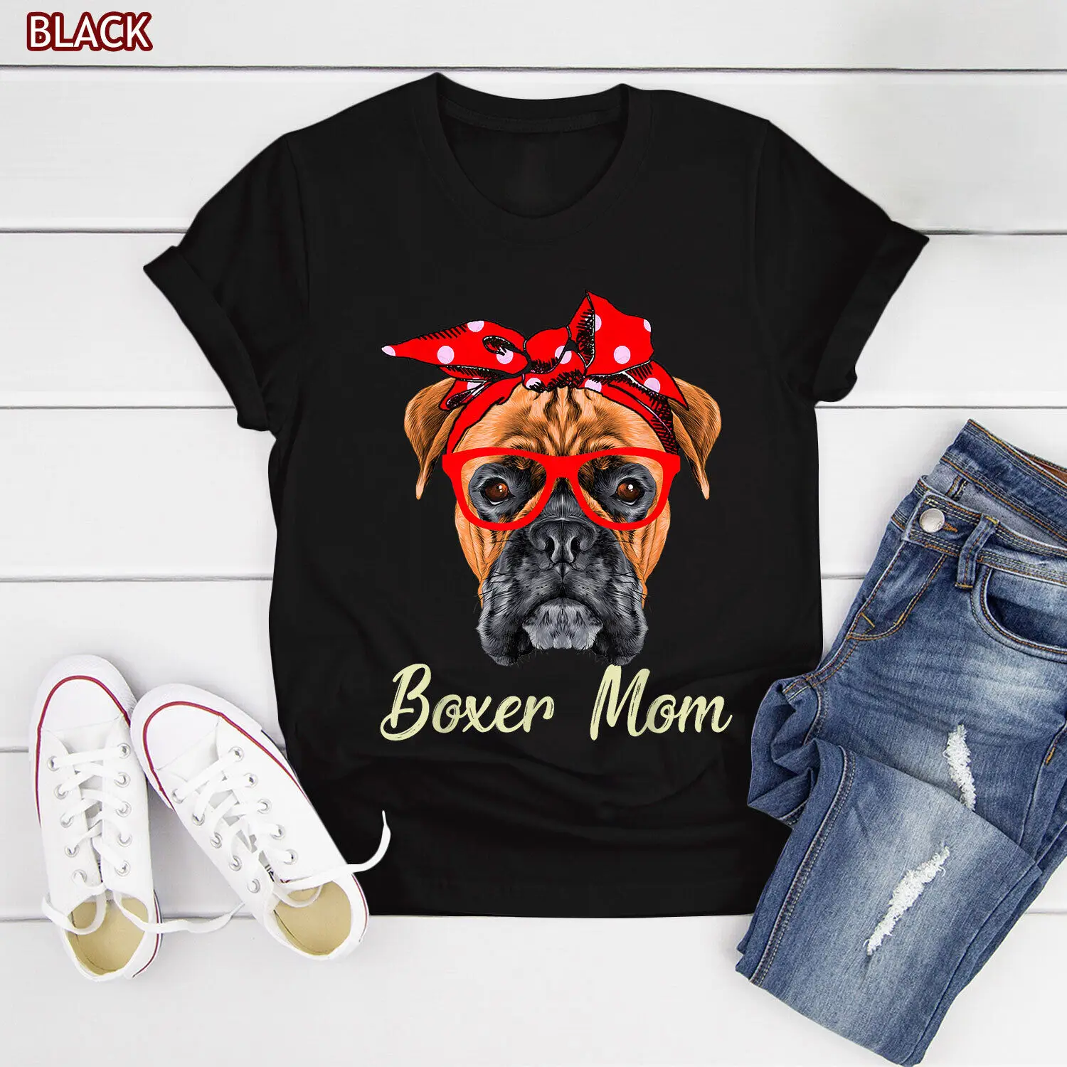 Boxer Mom Dogs Tee Gift for Her, Dog Mom Lovers Gifts For Women T-Shirt Xmas