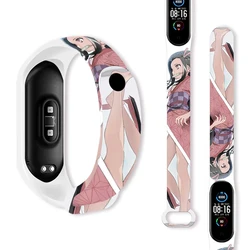 Anime duch pogromca z nadrukiem pasek dla Xiaomi Mi Band 7 6 5 4 3 sportowa opaska na nadgarstek wymienna bransoletka na akcesoria