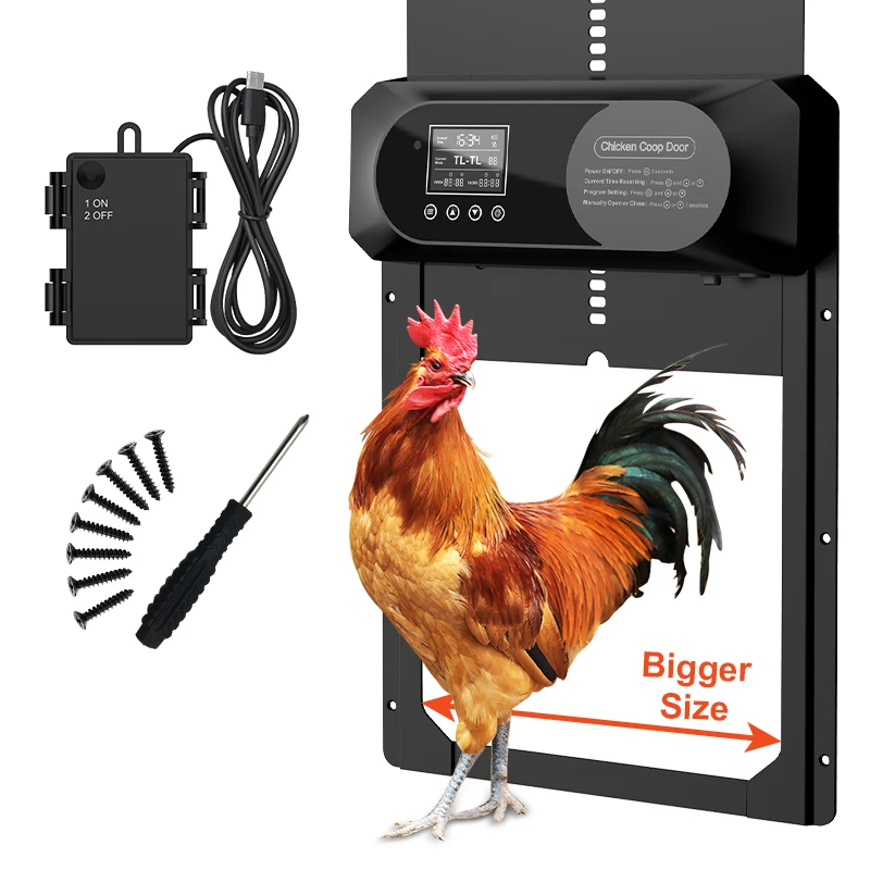 Fully automatic chicken coop door battery powered light sensor and timer control accessories upgraded aluminum alloy door