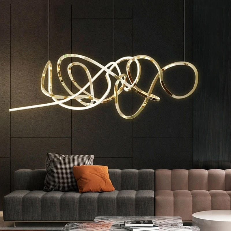 Postmodern Led Novelty Irregular Aluminum Chandelier Lighting Nordic Dining Room Lamps Kitchen Island Home Decor Hanging Lights