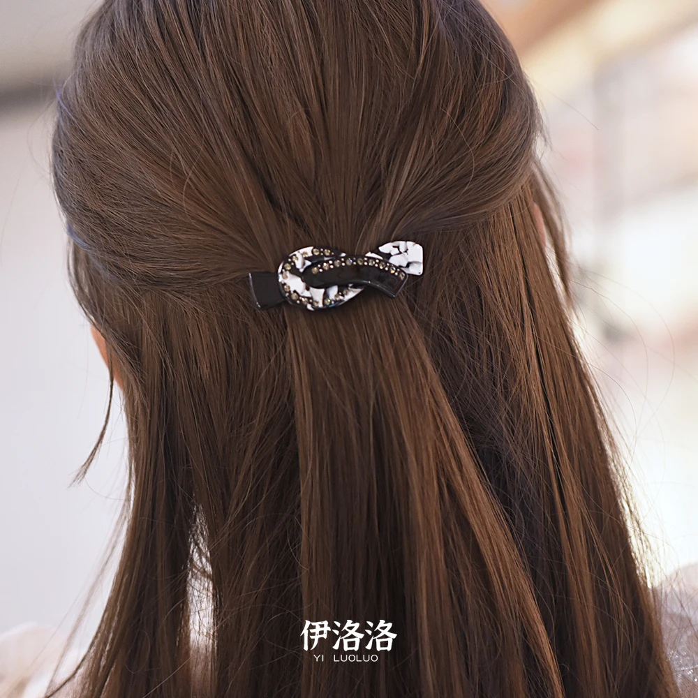 Women Headwear Small Size Rhinestone Hair Clip Acetate Vintage Hair Barrette Fashion Cute Hair Accessories For Women