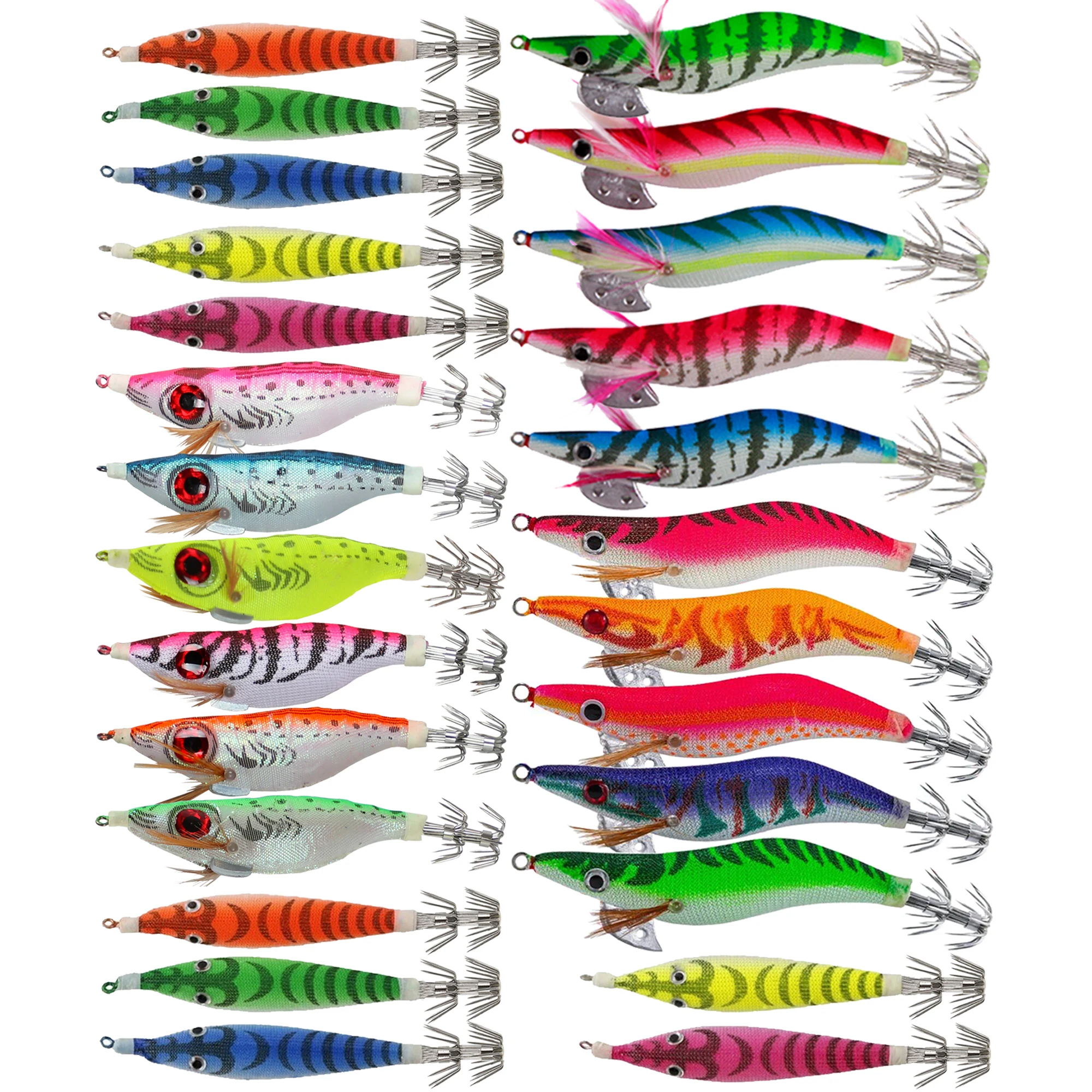 26Pcs/lot Fishing Squid Jigs,Shrimp Hard Lures,Luminous Octopus Cuttlefish,Artificial Sharp Squid Hooks,Sea Fishing Tackle Pesca