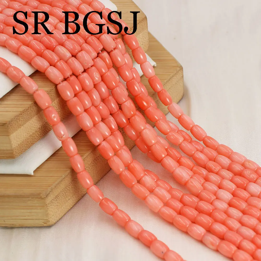 4x6mm Column Olivary Pink Small Natural Sea Bamboo Coral Jewelry Making DIY Accessories Spacer Loose Beads 15