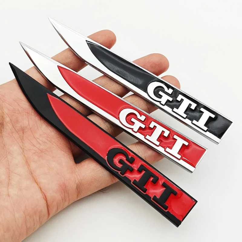 2 قطعة سيارة معدنية ملصق شعار GTI الجانب الحاجز الوفير قطاع شارة شعار ل Volkswagen VW GTI Golf 4 5 6 7 MK3 MK4 MK5 MK6 MK7 MK8