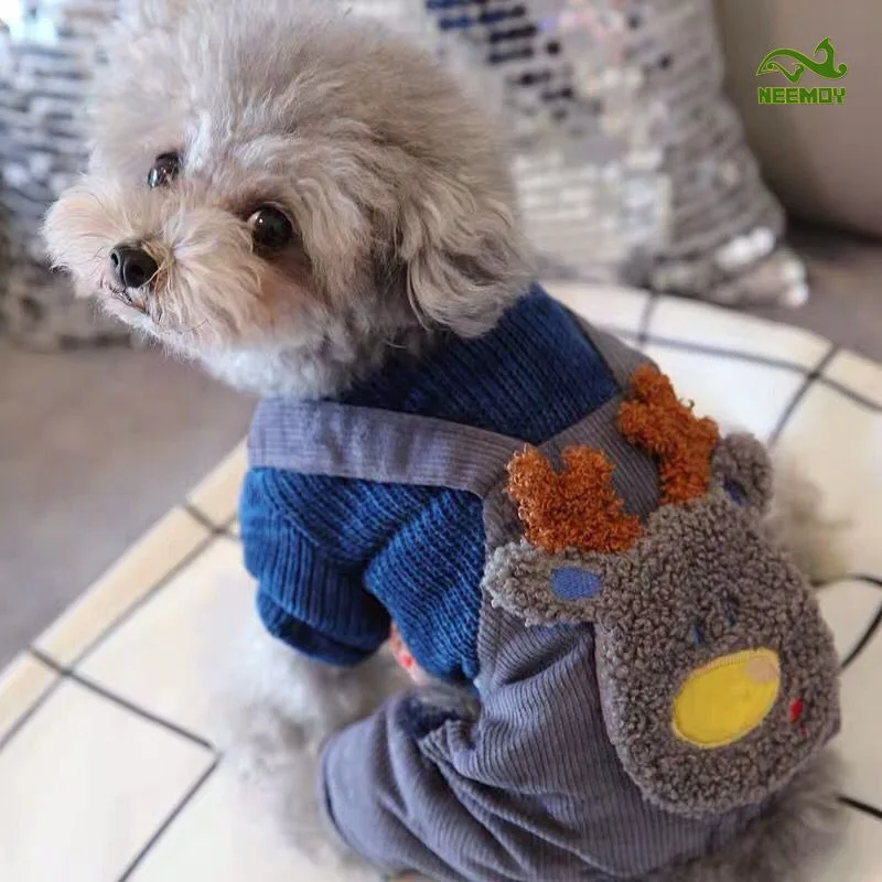 Puppy Clothes Koki Cute Autumn and Winter Clothing Teddy Small Puppy Cat Pet Winter Four Legged Dog Clothing for Winter Warmth