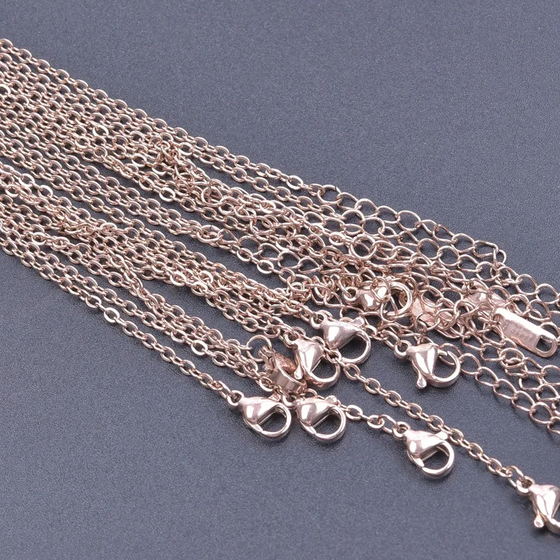 10pcs 1.5/1.6mm Stainless Steel 45cm O Shape Cross Chain Necklace For Women Men Chains Handmade Making DIY Components Wholesale image 6