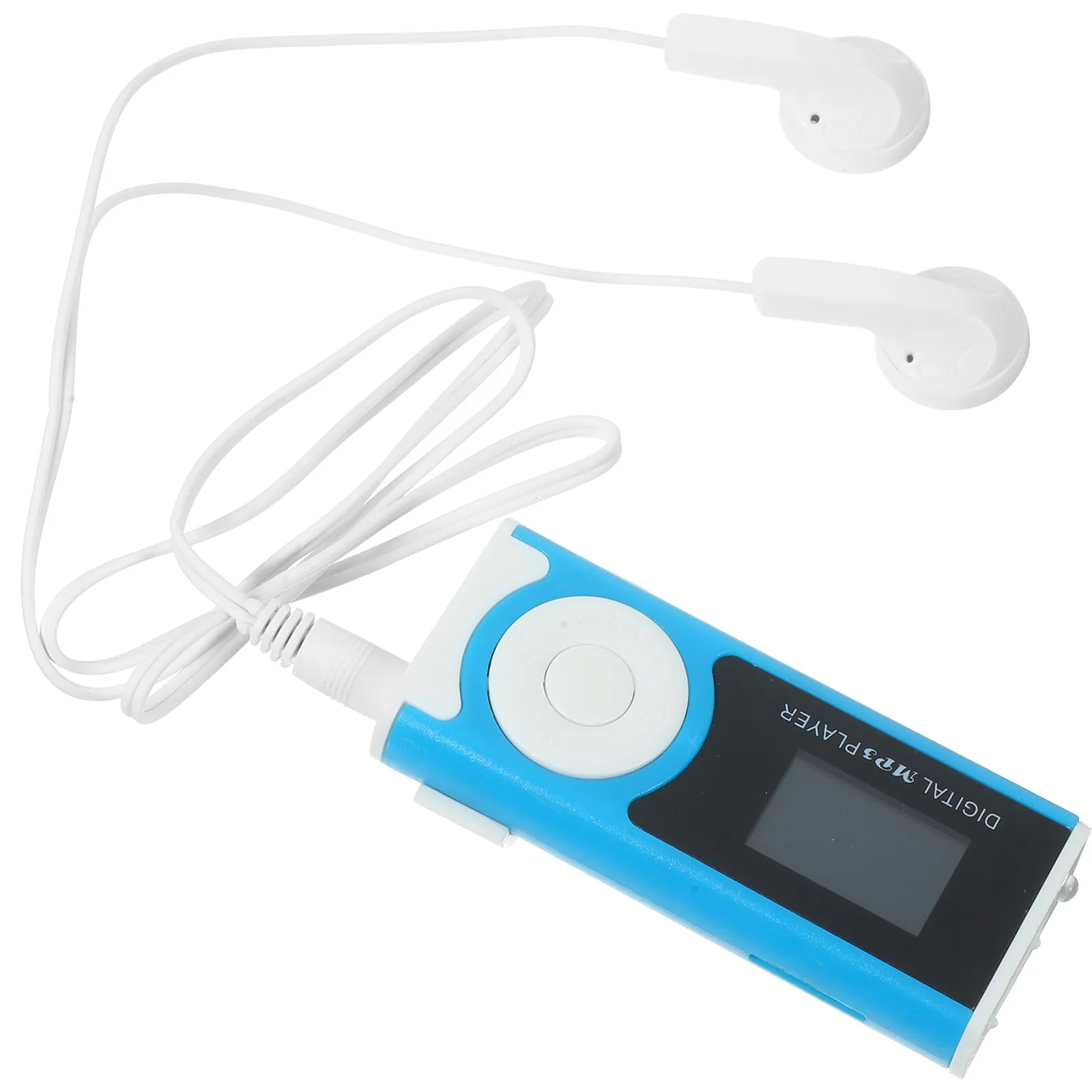 

Мини-плеер MP3 с синим корпусом, ЖК-экраном, USB-кабелем, LED-фонариком, стереозвуком, супербасами, портативный (карта памяти не входит в комплект)