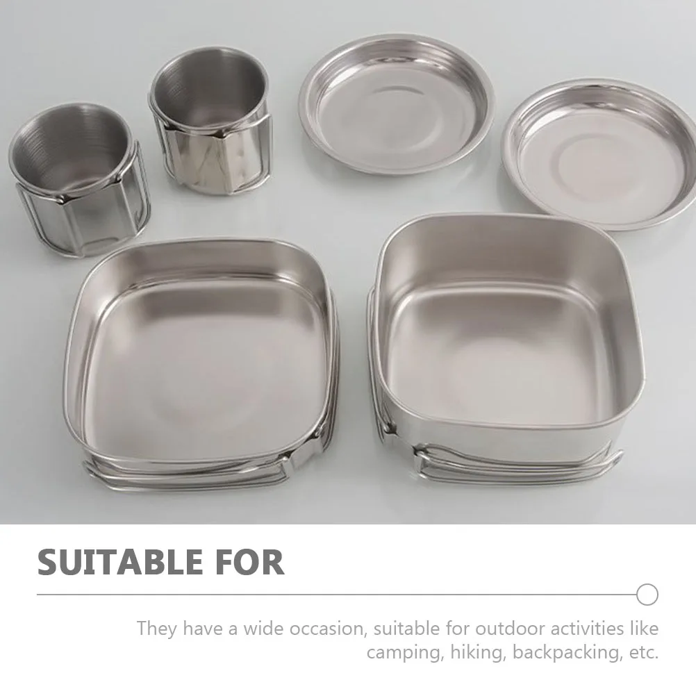 

1 set Stainless Steel Camping Cookware Set Lightweight Portable Outdoor Cooking Gear Picnic Pan Hiking Pot Travel Kitchen