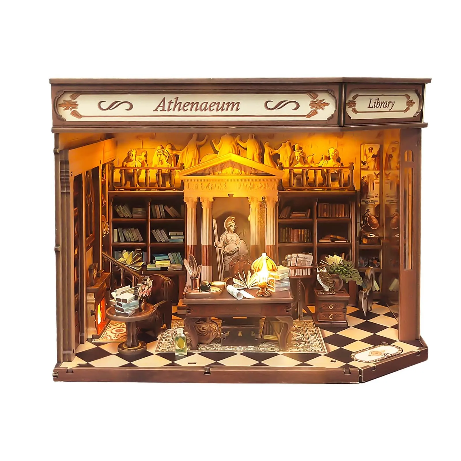 Bricolage Athena's Study Casa Kit de modèle miniature en bois Puzzle 3D maisons de poupée avec meubles maison de poupée pour amis cadeaux d'anniversaire