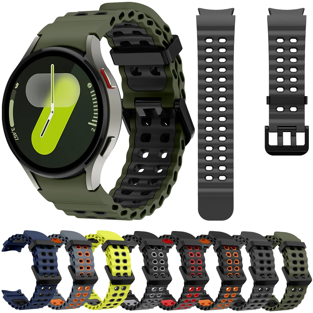 

Silicone Strap for Samsung Galaxy Watch 7 FE 40mm 44m 6 Classic 47mm 43mm 5 Pro 45mm Ocean Wristband for Galaxy 7 6 5 4 Bracelet