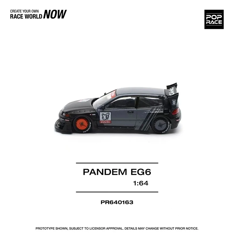 Voorverkoop POP RACE 1:64 Pandem Civic EG6 MK5 Zwart Geen Goede Diecast Diorama Auto Model Speelgoed