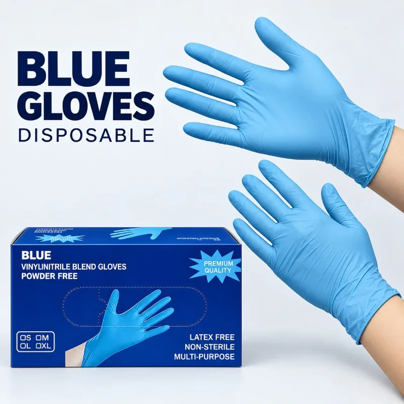 20/100PCS Blue Disposable Nitrile Gloves for Household Cleaning Daily Chores Pet Grooming Organizing Painting Craft Supplies