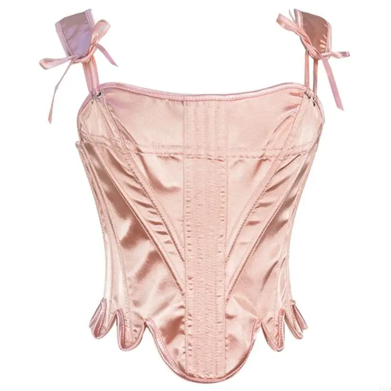 lxad corsets สำหรับผู้หญิง satins overbust corset ด้านบน bustier lingeires กระดูกลูกไม้ขึ้นด้านหลัง body bustier crop tops