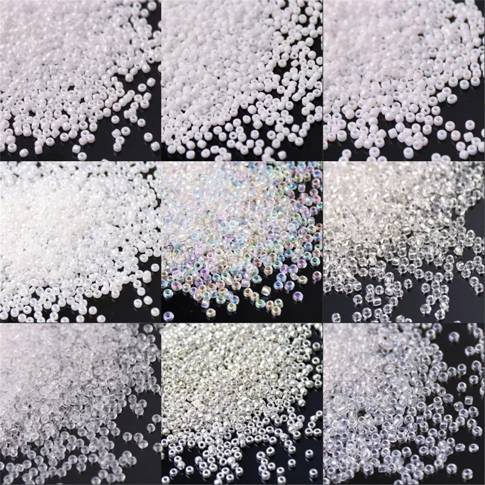 Weiße Serie tschechische Glas-Rocailles, verschiedene Größen, 1,5 mm, 2 mm, 3 mm, 4 mm, runde Distanzperlen für DIY-Schmuckherstellung, Bekleidungszubehör – Detail 1