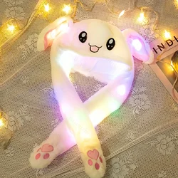 1 x Plush LED Illuminated Rabbit Ears Hat Cute Illuminated Adult Plush Hand Pinch Hat Activity Ears With Earmuffs Hat Gift Party