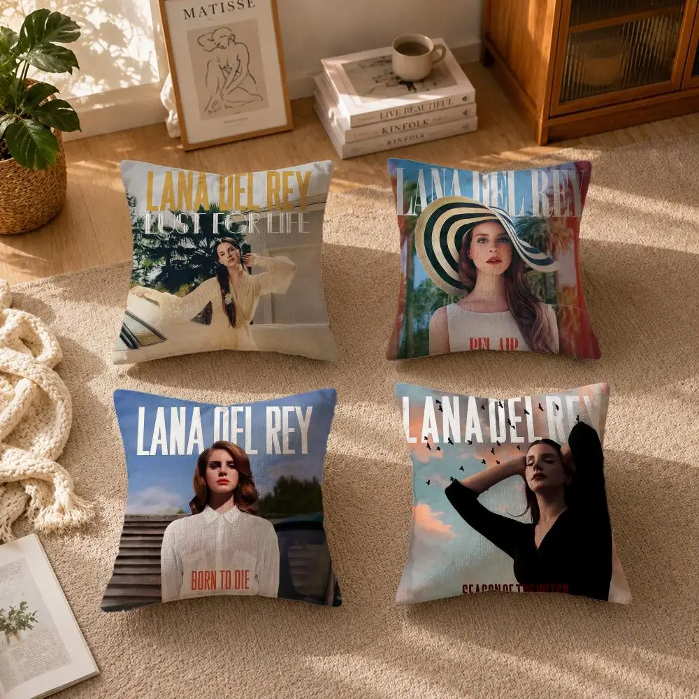 Celebrity-Lana Del ReyS Cushion Cover Soft Short Plush Zippered Cushion Covers 40/45/50cm Square Decor for Sofa Home
