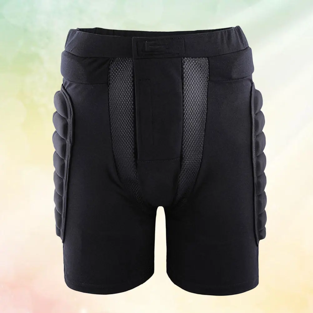 

Black Protective Snowboarding Pants for All Ages Cotton Lining Breathable Elastic Waist Hip Thigh Tailbone Guard Ski Skating