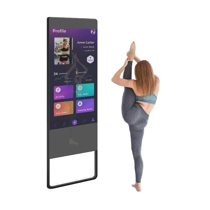 

High-tech Interactive Android System Digital Workout Mirrors Freestanding Touch Screen Smart Fitness Mirror