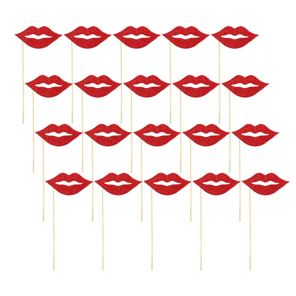 

60 pcs Red Lips Photo Props Funny Festival Mouth Photobooth Lip Shaped Accessories Wedding Birthday Party Carnival Selfie Hand