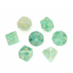 Spot Goods Natural Green Fluorite Polyhedral DND Stone Dice Ornaments Jewelry Accept Custom Font Symbol Pattern Logo