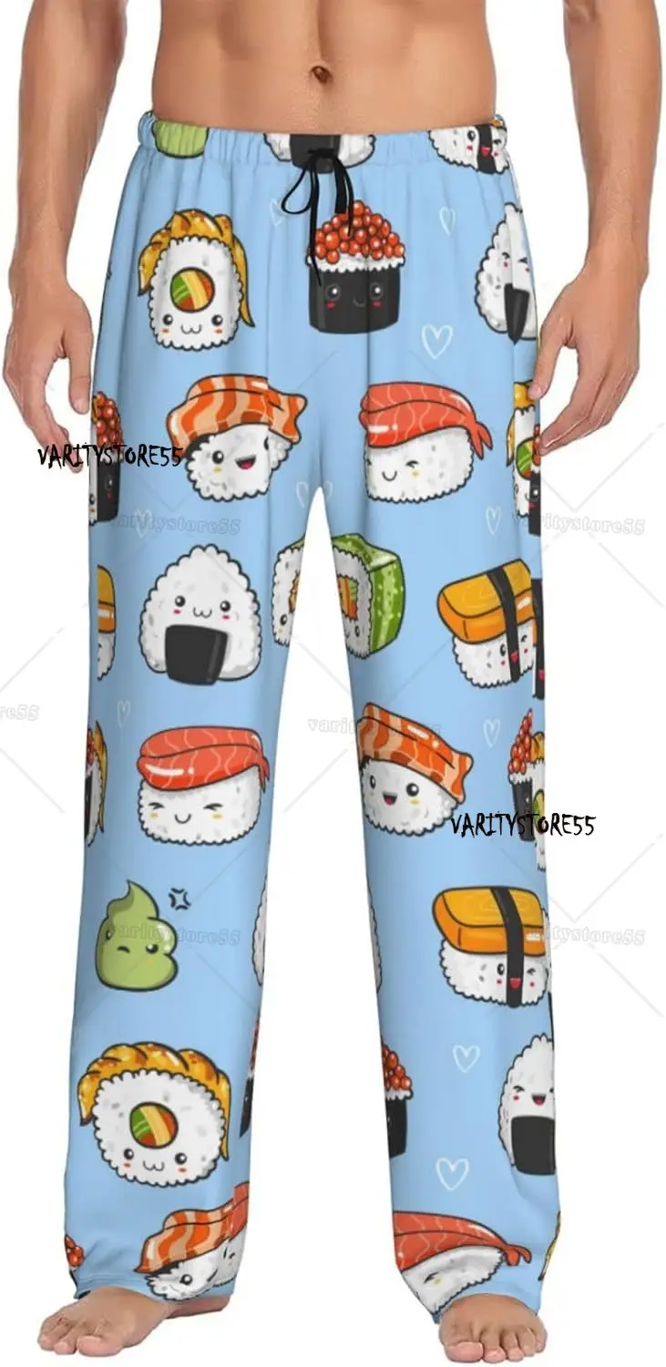 

Мужские пижамные штаны Kawaii Sushi, удобные брюки для отдыха, повседневные штаны