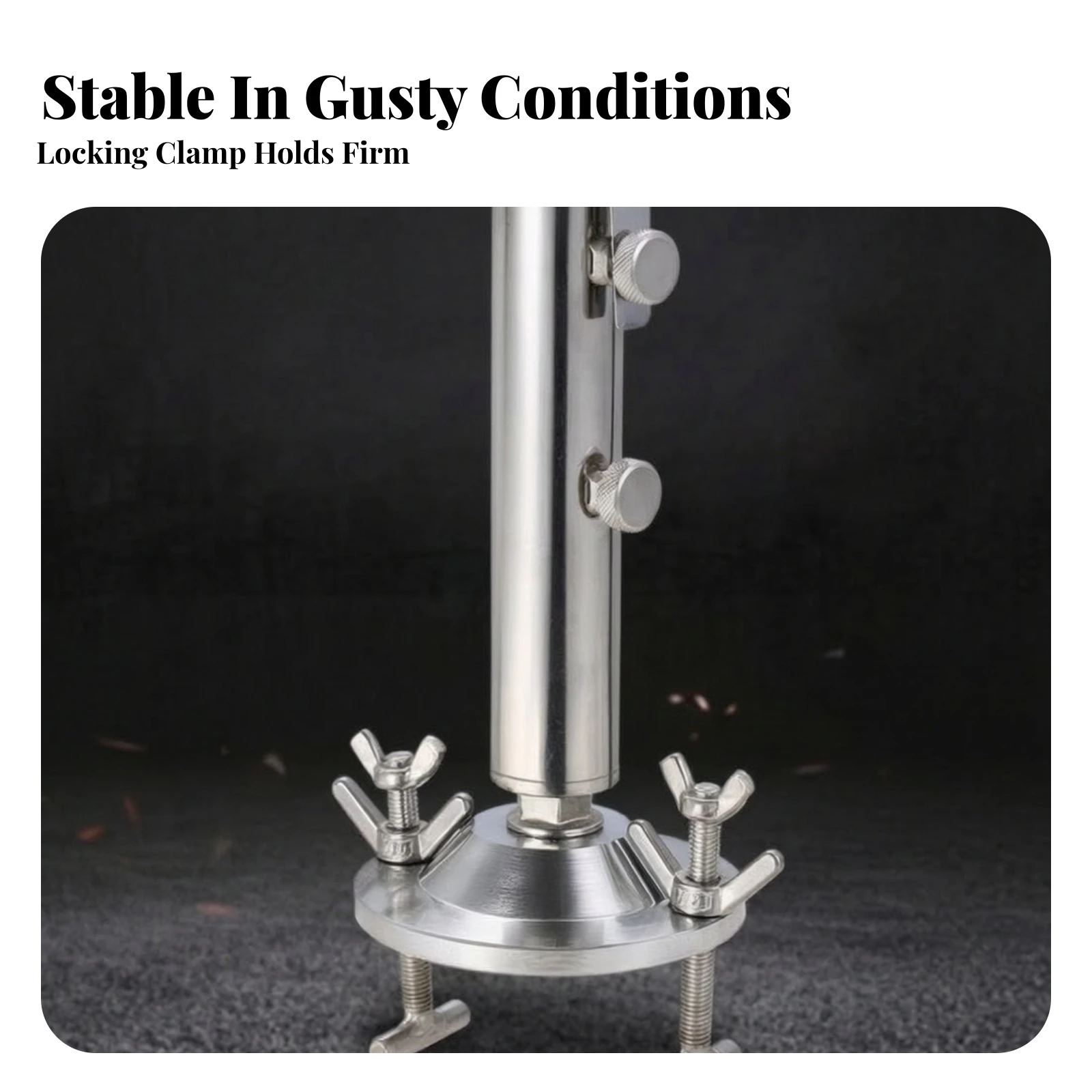 Umbrella Stand with Clamping Feet Stainless Steel Deck Umbrella Holder with Clamp Hardware Easy Installation Corrosion-Resistant