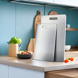 Titanium Cutting Boards for Kitchen Stainless Board 304 Steel Thickened Double Sided Food Grade Portable Fruit Meat Chopping