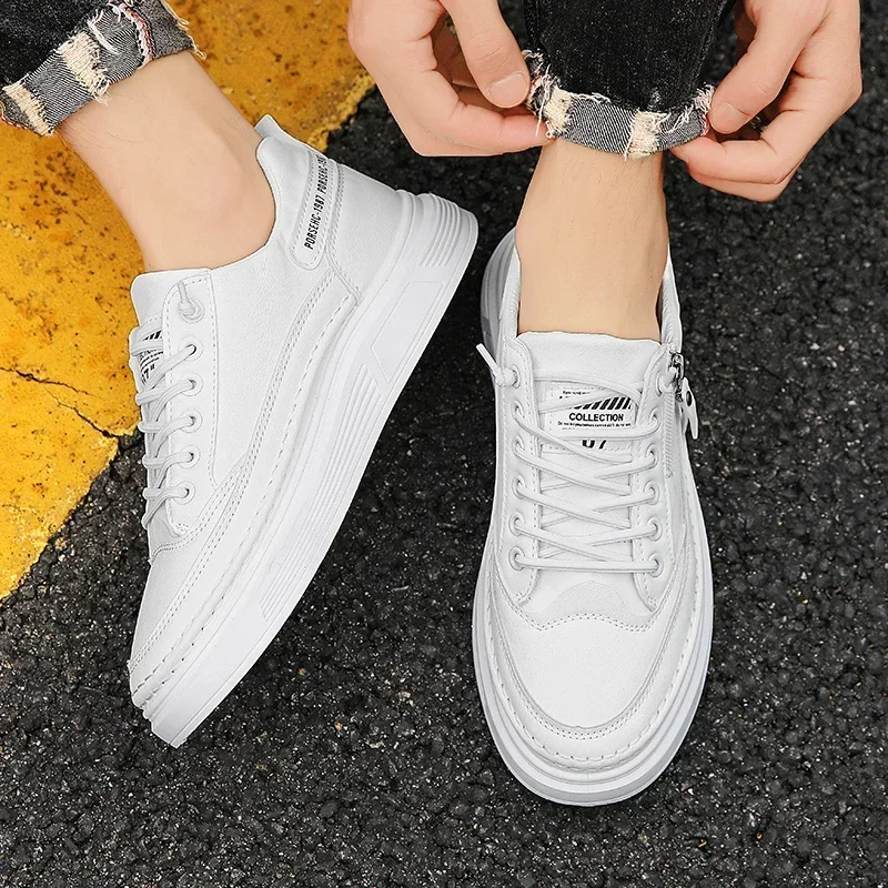 Unisex White Sneakers Summer Lace Up Thick Bottom Casual Flats Anti-slip Outdoor Walking Sports Board Shoes Sapatos Femininos