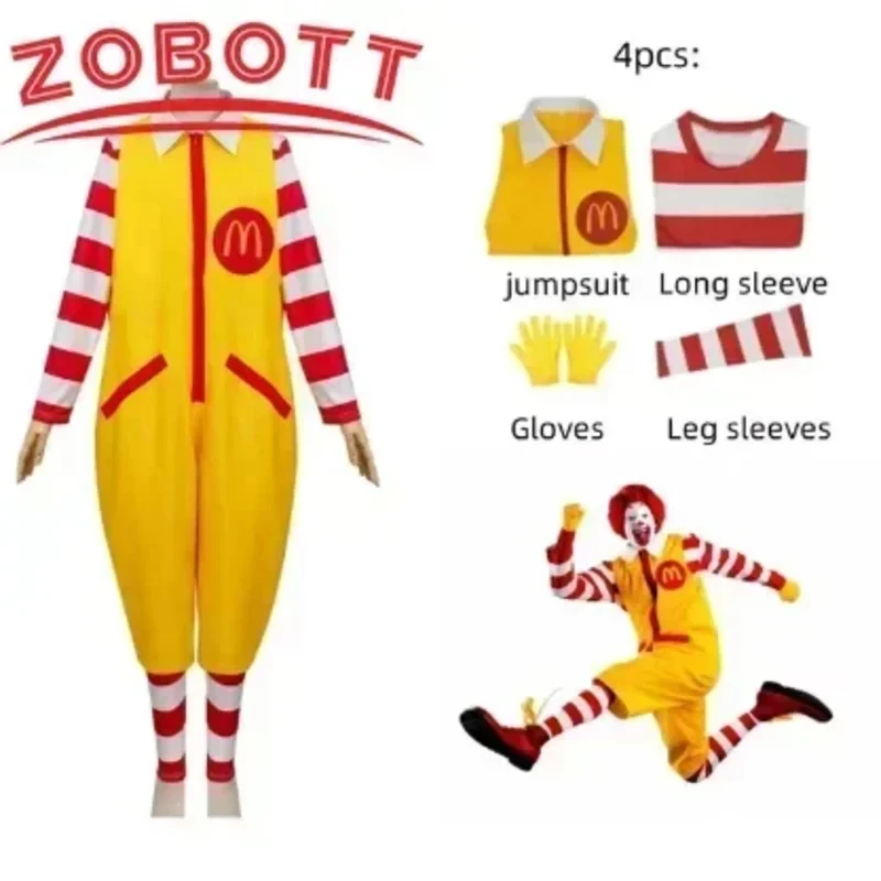 ♥ Disfraz de Halloween para Cosplay, Personaje de Payaso Sutra, Disfraz de Adulto de Ronald McDonald, Ropa Divertida para Fiesta de Disfraces ★ Nuevo 2026