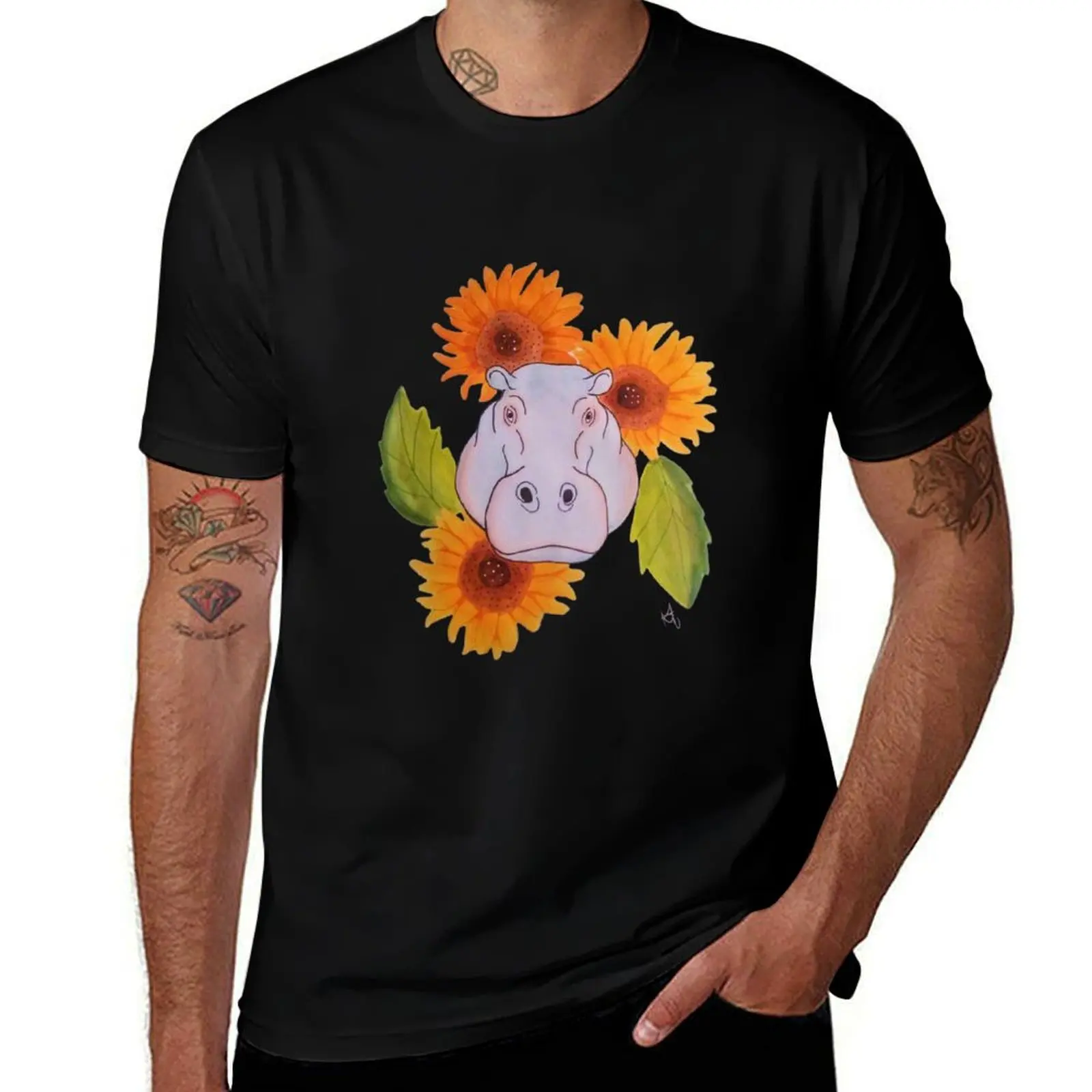 

Hippo Portrait T-Shirt man t shirt summer cotton t shirts high quality T-Shirt