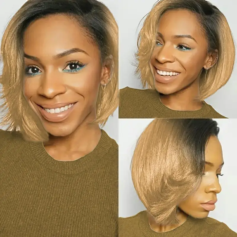 

13x4 frontal lace bob wig 150% density remy hair wig short straight pixie cut human hair wig for women