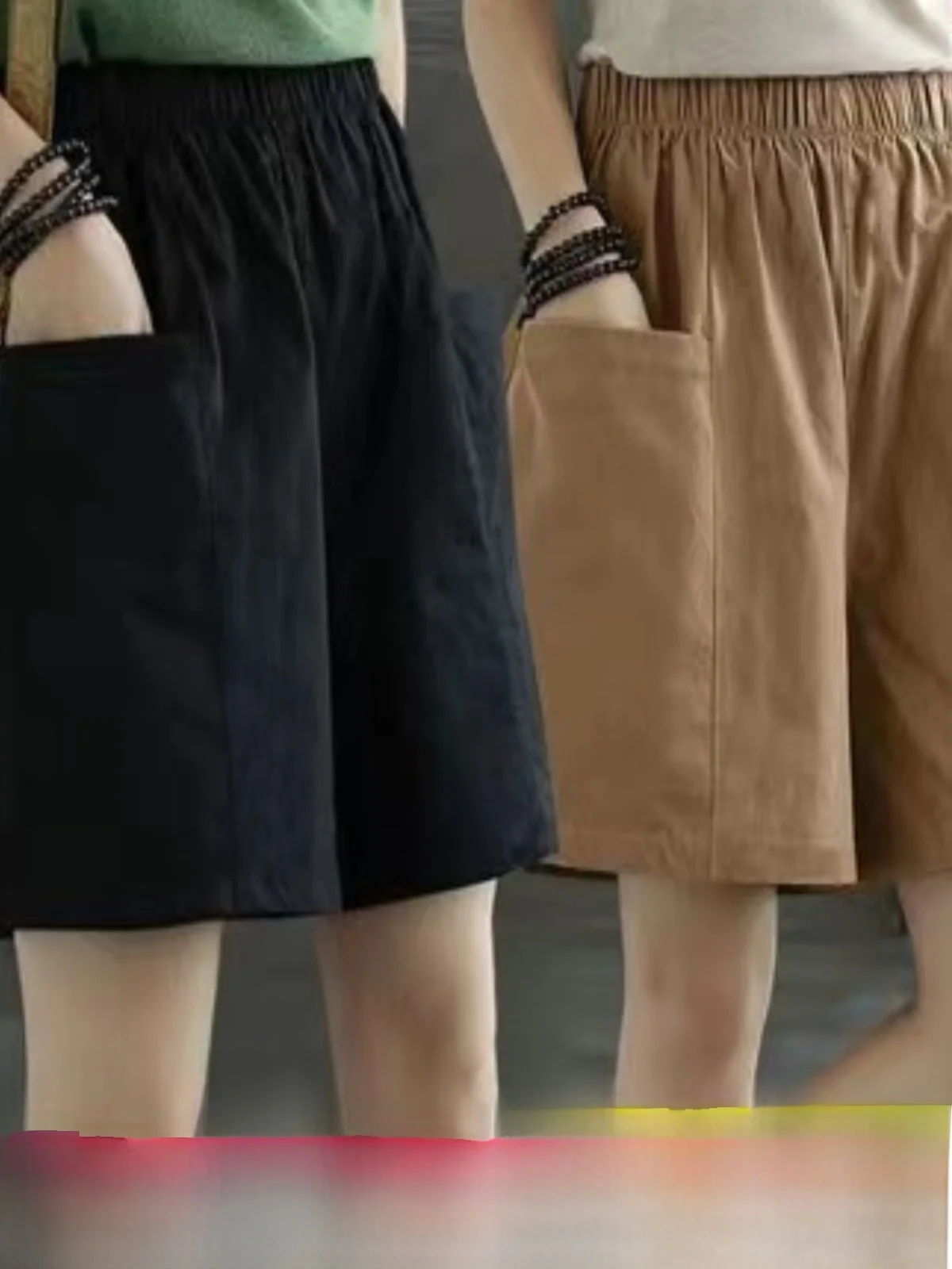 

Женские летние свободные повседневные брюки из хлопка с высокой талией, большие размеры, длина до колена, для женщин среднего возраста