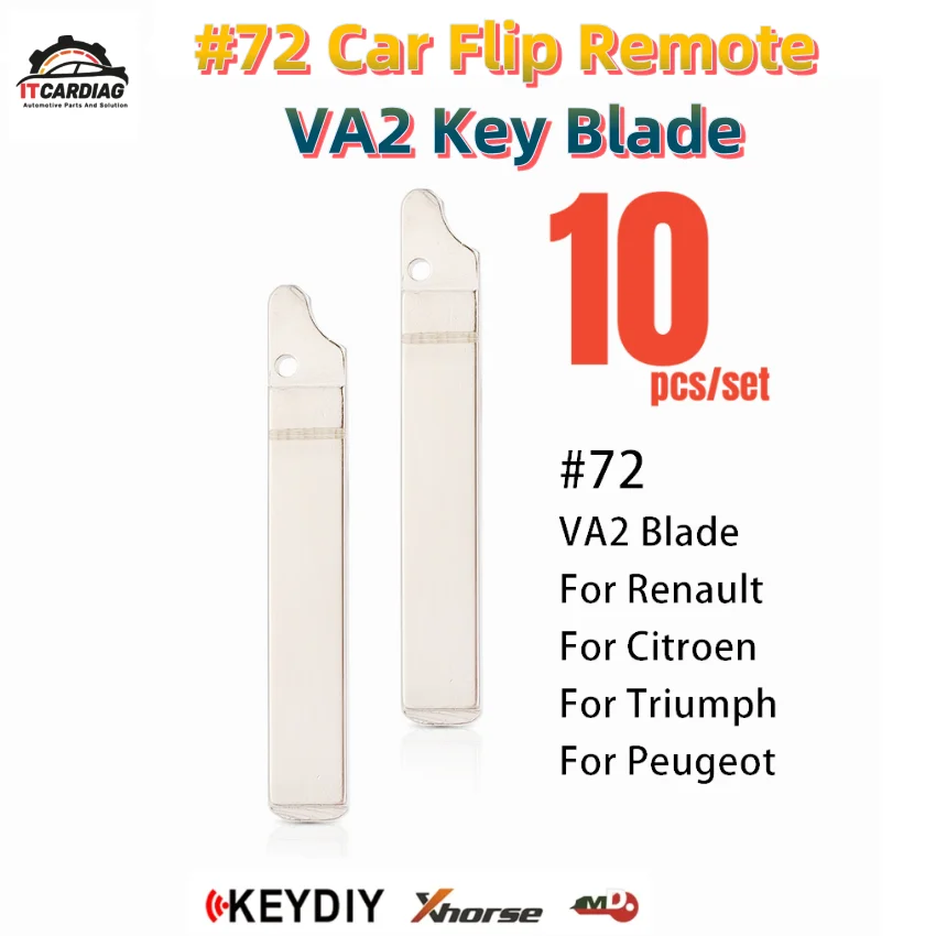 

Набор из 10 металлических заготовок для автомобильных ключей MIT8 NO.72, необработанные, складные # Запасной ключ-лезвие 72 KD VVDI для Renault/Citroen/Triumph/Peugeot