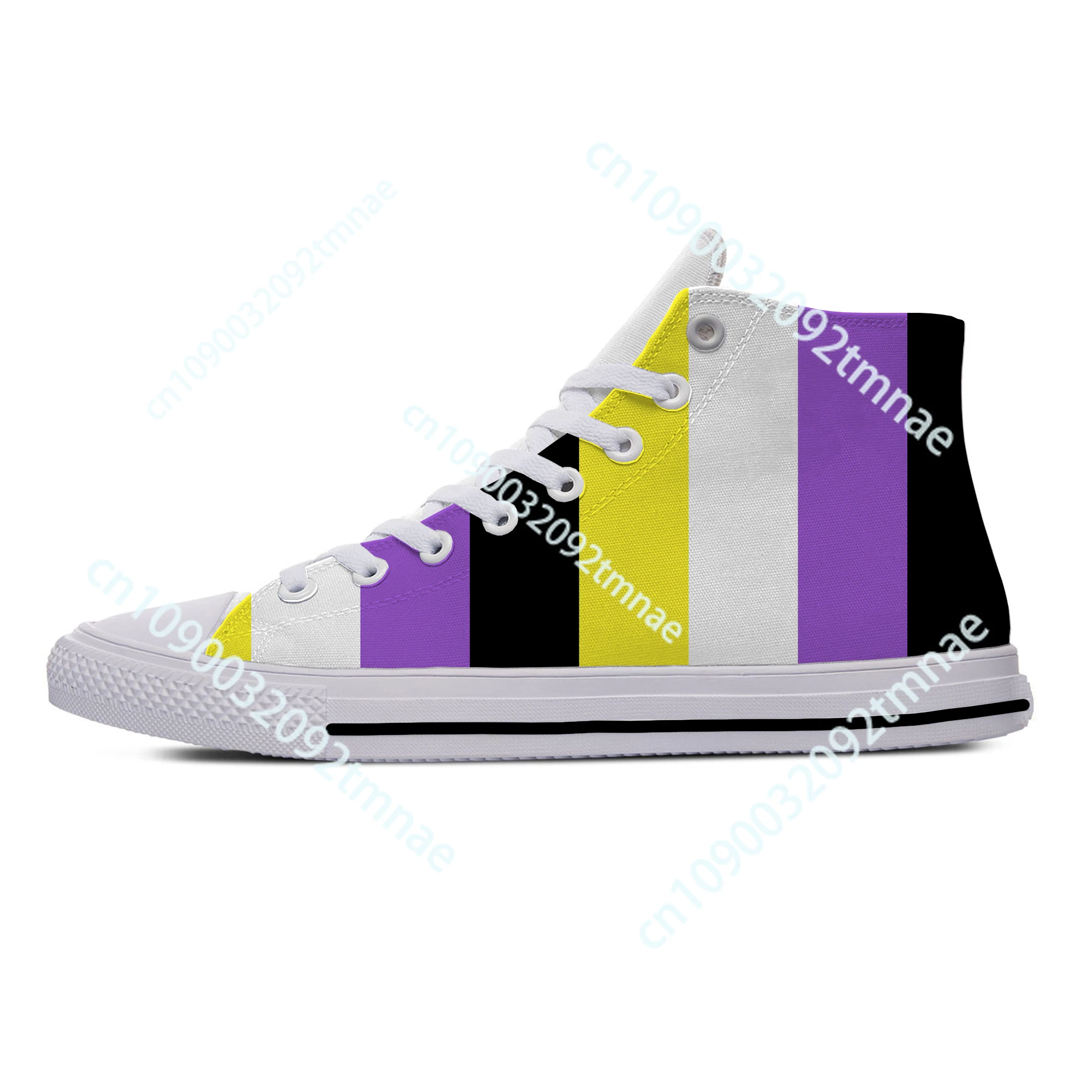 

Hot Cool Non Binary Flag Enby Pride Fashion High Top Breathable Novelty Mens Womens Casual Custom Shoes Teenager Latest Sneakers