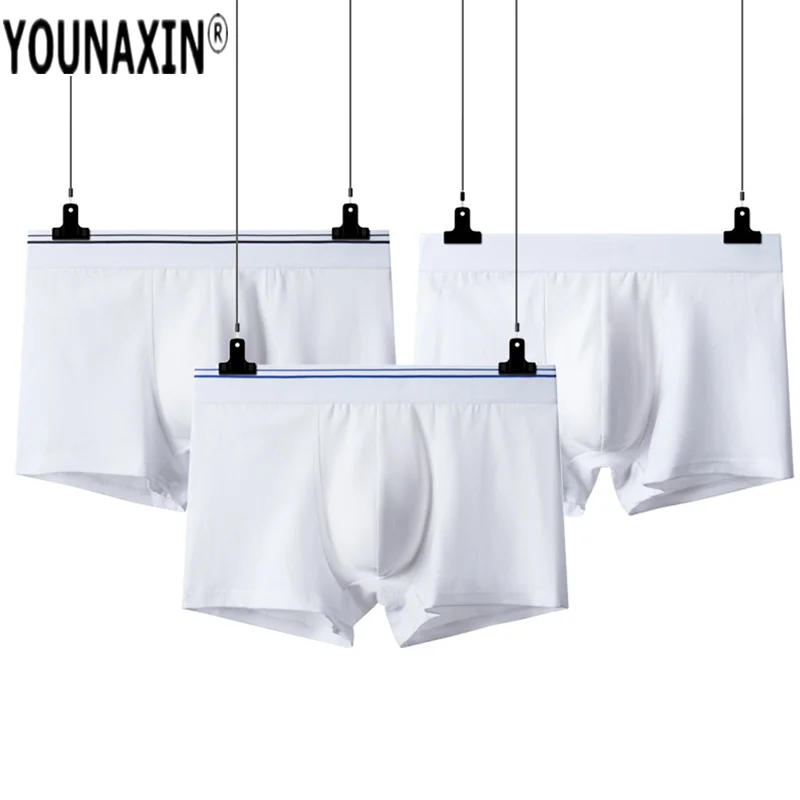 

3 Pieces White Cotton Men Boxers Shorts Base Layer Underwear Knickers Boy Panties Homme Underpants Undies Undershorts Big Size