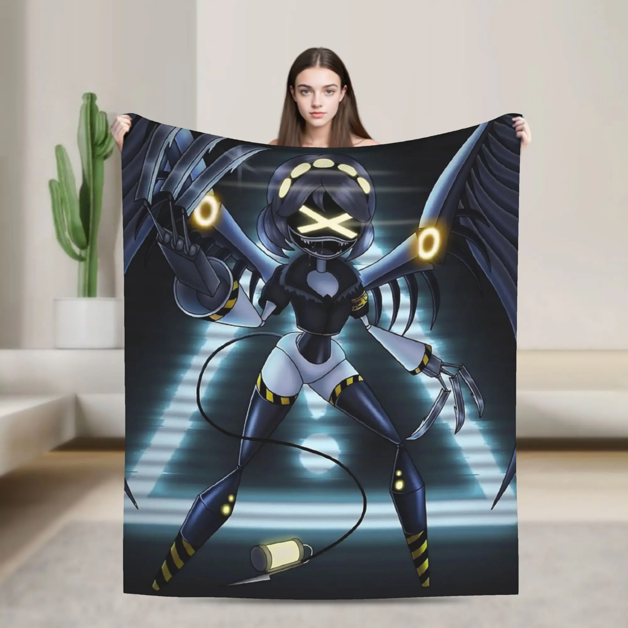 Super Soft Murder Drones TV Series Throw Blanket Premium Flannel Fleece Lightweight Uzi Robot Bed Blanket Super Cozy Bedspread